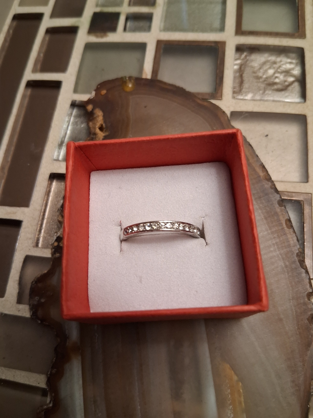 Vintage Silver Crystal Channel-Set Eternity Ring - White